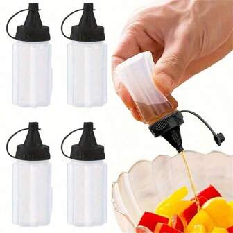 Set de 4 minibotella de salsa y ketchup, minibotella de ketchup, botella exprimible de condimento, a prueba de fugas de plástico, botella de especias, recipiente portátil de plástico para aliño de ensalada, especias, miel, artículos baratos, fiambrera de oficina, aceite para picnic, fiambrera, temporada de vuelta al colegio, fiambrera perfecta, picnic, utensilios de cocina imprescindibles y artículos necesarios para el apartamento, cocina, regalo de Navidad
