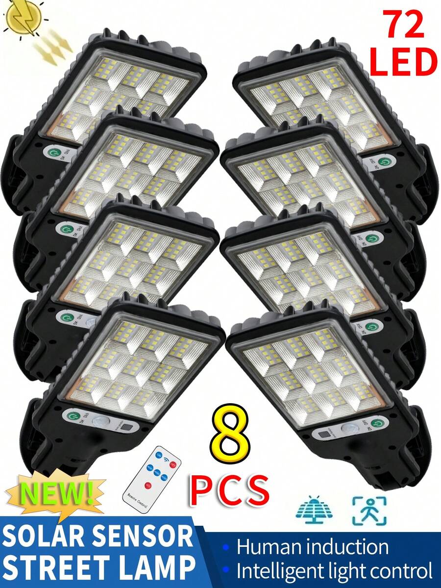 2/4/6/8 包 72LED 太阳能户外灯、户外太阳能路灯、庭院装饰灯、IP65 防水 3 种照明模式，带运动传感器探测器花园墙庭院路径安全照明，可作为装饰礼物，适用于万圣节装饰/圣诞节装饰/感恩节装饰/房间装饰/家居装饰/户外装饰/墙壁装饰/庭院装饰