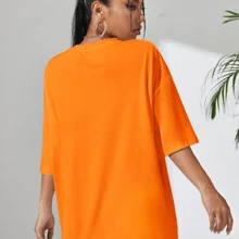 Women's Oversized Mental T-Shirt Delicate Lines Fashion - trái cam - Xem 2