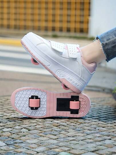 1 Par De Tênis De Skate Esportivo Com Rodas Para Meninos