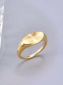1 pieza Anillo de banda única vintage de acero inoxidable chapado en oro, joya de alta calidad elegante y encantadora como regalo para mujeres, adecuado para uso diario y de fiesta