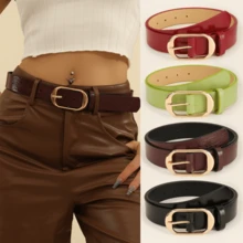 1 chiếc thắt lưng kim loại vàng sang trọng nhiều màu họa tiết cá sấu cho nữ, phụ kiện quần jeans, thích hợp để mặc hàng ngày - Khóa kim loại hình bầu dục - Xem 9