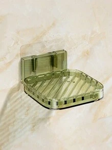 1 pieza Estante de almacenamiento de baño montado en la pared, soporte para jabonera, escurridor de jabón, sin perforación, diseño de drenaje hueco, caja organizadora de baño, separación de artículos de tocador, accesorios de baño.