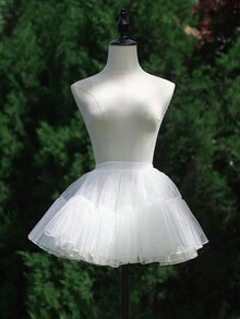 1pc Layered Lolita Skirt, Versatile Outer/Inner Wear, Minimalist White, Fashionable For Party & Photo Shoot, All Seasons