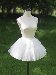1pc Layered Lolita Skirt, Versatile Outer/Inner Wear, Minimalist White, Fashionable For Party & Photo Shoot, All Seasons