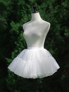 1pc Layered Lolita Skirt, Versatile Outer/Inner Wear, Minimalist White, Fashionable For Party & Photo Shoot, All Seasons