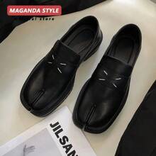 Maganda Tabi Shoes Loafer For Men And Women Split Toe Thick Sole Casual Leather Shoes - Patent Leather Black - View 5