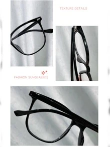 2pcs Men's Geometric Plastic Nail Embedded Glasses, Minimalist Style Transparent, Suitable For Daily Life,Office, Decoration, Glasses Accessories - 透明防藍光 - 查看 6