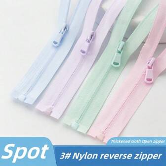 5pcs Size #3 Nylon Single-Open Zipper, Reversible Zipper For Sports Jackets & Clothing, Multiple Colors Available, Multiple Sizes Available