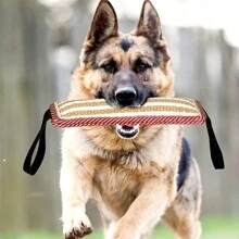 1pc - Dog Tug Toy Dog Bite Jute Pillow Training Toy With 2 Strong Handles