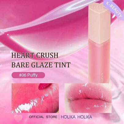 HOLIKA HOLIKA Son tint Heart Crush Bare Glazed Tint #06, son môi dạng lỏng lâu trôi, độ lên màu cao, chống thấm nước, nhẹ nhàng, 3g/0.1oz | Trang điểm Hàn Quốc