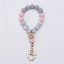 1 件灰色硅胶串珠钥匙扣，男女通用背包挂饰，汽车钥匙扣，节日礼物，派对礼品，生日礼物，乔迁礼物，纪念品，圣诞节，万圣节，感恩节礼品包配件挂绳带身份证夹汽车配件包饰