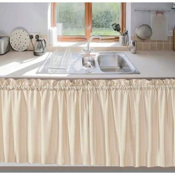 Cortina de Pia Cozinha Sem Ilhós Oxford 1,50mts x 0,80cm Varão Passante