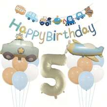 Vintage Car & Airplane Theme Party Decor Set, Numbers 1-9, Suitable For Birthday Party, Celebration And Photo Backdrop - Multicolor - View 17