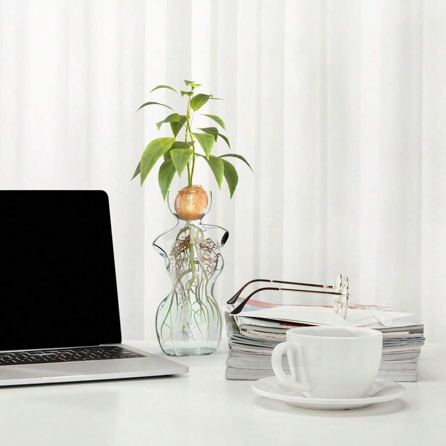 1pc Glass Flower Vase Shaped Like A Woman's Body Shape, Suitable For