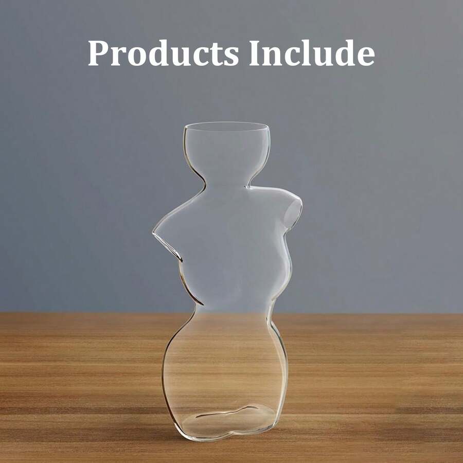 1pc Glass Flower Vase Shaped Like A Woman's Body Shape, Suitable For