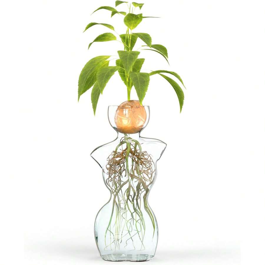 1pc Glass Flower Vase Shaped Like A Woman's Body Shape, Suitable For