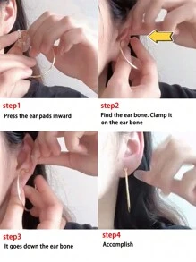 2 件装独特设计可旋转简约金色环状夹式耳环，适合无耳洞的女士 - 圓圈 - 查看 3