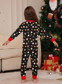 2 件套圣诞睡衣，适合 4 岁至 12 岁儿童，可爱驯鹿印花上衣和花卉图案裤子，家居睡衣套装 - 彩色 - 查看 2