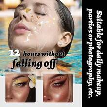 1 miếng dán vàng kim loại, hình dán ngôi sao và bướm lấp lánh chống thấm nước theo phong cách Châu Âu, dùng cho tiệc tùng, biểu diễn trên sân khấu, trang trí tàn nhang, hình dán Graffiti - Nhiều màu - Xem 3