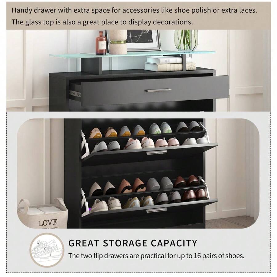 [VIDEO Provided] ONTREND Slim Entryway Organizer With 2 Flip Drawers