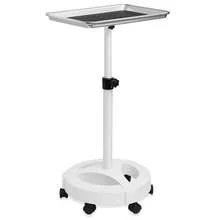 Rolling Salon Aluminum Instrument Tray - Portable Hair Stylist Trolley With Mat, White - 1 - 查看 1