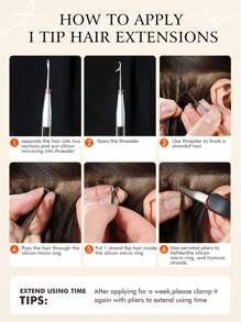 I Tip Hair Extensions Human Hair Extensions Nature Black Color Straight Remy Human Hair Keratin Capsule Extensions Invisible I Tip Human Hair Extensions - S1B - View 10