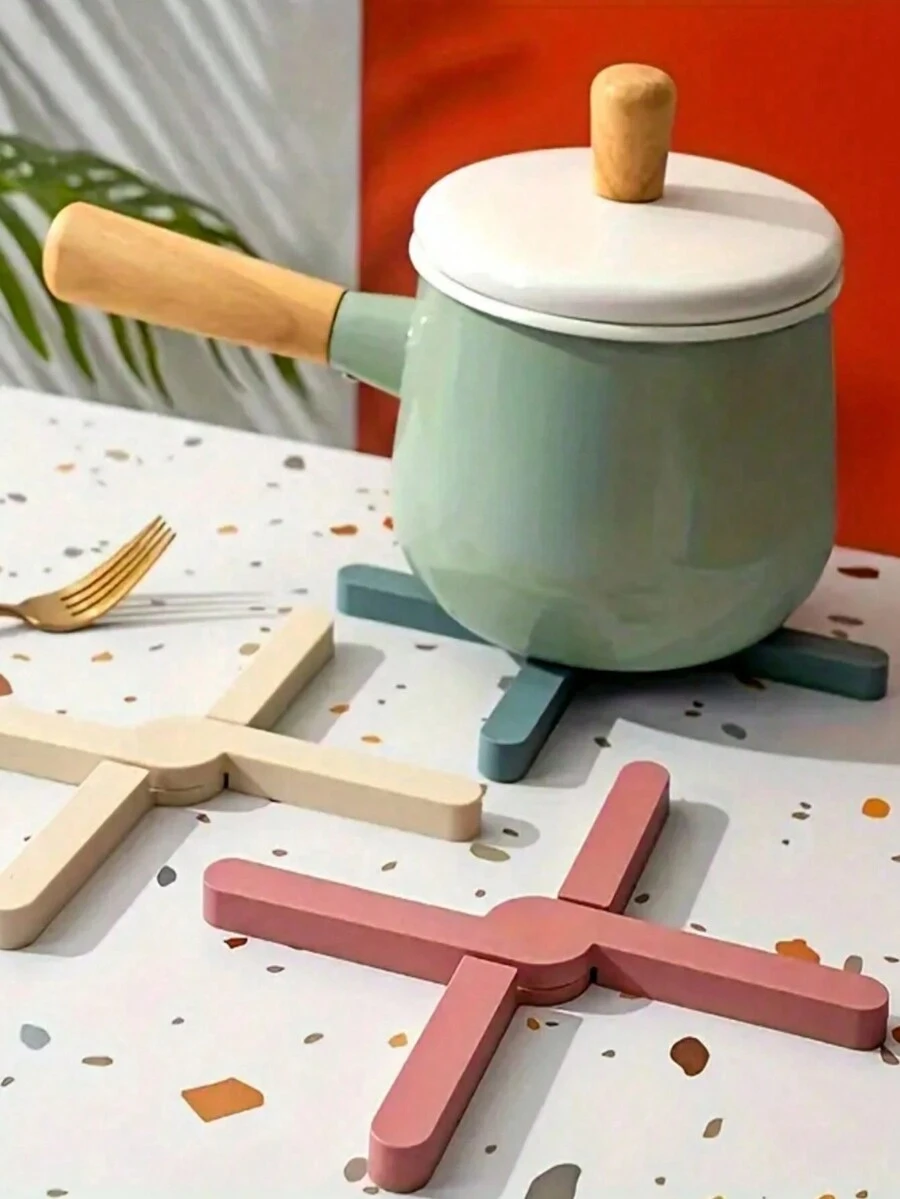 1 件可折叠隔热垫，便携时尚北欧设计硅胶火锅、平底锅、餐具隔热餐垫，适用于餐厅、咖啡厅、厨房和家庭日常使用圣诞装饰、圣诞派对用品 - 彩色 - 查看 1