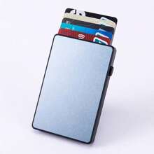 1pc Multi-Color RFID Blocking Automatic Pop-Up Card Holder, Unisex Aluminum Alloy Credit/Bank Card Case