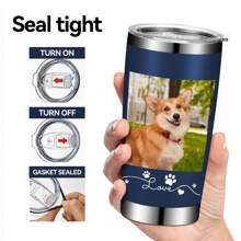 1 PC Personalized Customized 20 Oz Stainless Steel Insulated Water Bottle With Pictures And Custom Photos - Pet Photos Cat Dog Photos Diy Vacuum Insulated Coffee Mug Pet Lover Gifts - Orange - View 7