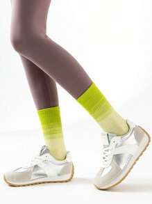3/5 Pairs Of Multi-Color Gradient Knitted Mid-Tube Yoga Socks, Silicone Non-Slip, Sweat-Absorbent And Breathable, Suitable For Pilates, Outdoor Fitness, Running, Sports Socks, Indoor Dance Rope Skipping Floor Socks, For Gym