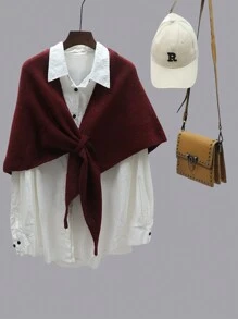 1buc eșarfă triunghiulară, ocazională, ușoară, coreeană, în amestec de lână, cu mai multe uzuri, încalzitoare pentru gât, culoare solidă, potrivită pentru toate anotimpurile