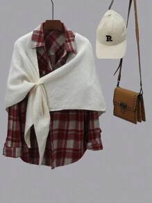 1buc eșarfă triunghiulară, ocazională, ușoară, coreeană, în amestec de lână, cu mai multe uzuri, încalzitoare pentru gât, culoare solidă, potrivită pentru toate anotimpurile