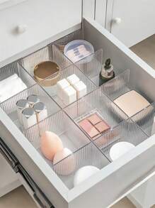 4 Pieces Of Acrylic DIY Drawer Partition, Adjustable Drawer Storage Bag, Suitable For Socks, Underwear, Cosmetics, Can Help Organize The Kitchen, Bedroom, Dressing Table.  Decorations   Autumn Decor Festival Decor Room Decor Home Decor Fall Decor Bedroom Decor - Clear - View 1