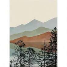 Framed Mountain Canvas Wall Poster Prints Painting, Sun Forest Abstract Nature Landscape Artwork Wall Decor For Living Room, Bedroom, Office - 裱框A - 查看 6