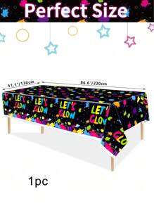 1 pièce Nappe pour table d'anniversaire thème néon lumineux 130 x 220 cm/137 x 274 cm, nappe de décoration de scène de concert d'éclairage nocturne, fournitures de fête