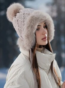 1 chiếc mũ len Balaclava mềm mại màu trơn cho nữ, mũ len dày chống gió giữ ấm mùa đông có vành che tai, mũ len dễ thương theo phong cách người có ảnh hưởng trên mạng xã hội, giản dị, thanh lịch, thời trang đường phố, cổ điển, phù hợp với chu vi vòng đầu lớn, thích hợp cho hoạt động ngoài trời, trượt tuyết, đạp xe, du lịch, tiệc tùng, sử dụng hàng ngày - MM1891 - Xem 7