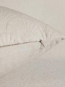 1pc Simple Solid Color Flocked Velvet Throw Pillow Cover, Suitable For Living Room, Bedroom, Sofa - Creamy White - View 6