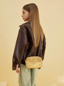 1pc Rhinestone Chain Gold And Silver Bag Girl's Single Fashion Niche Design Shoulder Messenger Bag Small Square Bag - Small Square Bag - View 8