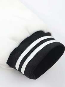 1pc Boys & Teens Fashion Letter Print Color Block V-Neck Pullover Sweatshirt Jacket, Autumn/Winter