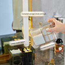 1 hộp đựng tăm bông trong suốt 3 ngăn - Hộp đựng đồ dùng phòng tắm có hộp đựng miếng lót - Nhiều màu - Xem 1