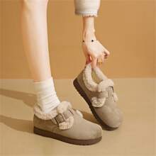 女士平底鞋 新款冬季休闲低帮毛绒保暖内衬防滑时尚百搭户外鞋，保暖女鞋