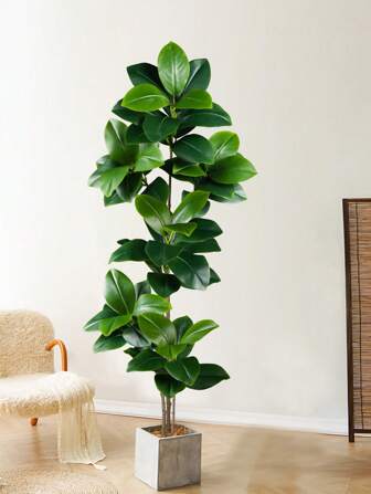 74-140cm Large Artificial Magnolia Tree Fake Rubber Plants Plastic Banyan Leaves Green Ficus Tree Branch Without Pot For Home Garden Party Decor Gifts Birthday Graduation
