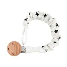 1pc Infant Fashion Printed Grid, Polka Dot & Striped Pacifier Clip & Wooden Pacifier Clip, Daily Use - Multicolor - View 44
