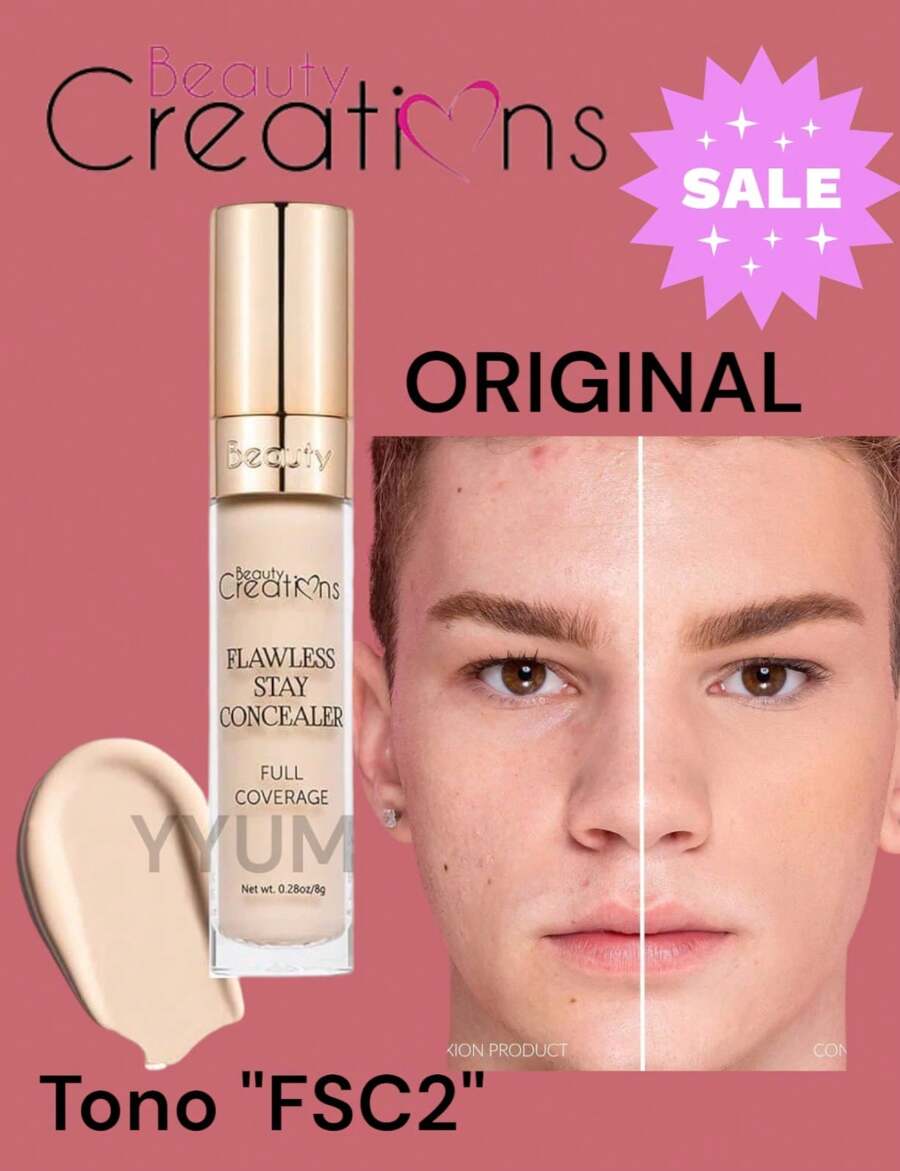 CORRECTOR LIQUIDO ''FLAWLESS STAY'' BEAUTY CREATIONS ORIGINAL CORRECTOR FACIAL LIGERO Y COBERTURA COMPLETA