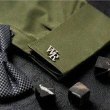 2pcs Custom Two-Letter Men's Cufflinks, Stainless Steel Personalized Cufflinks, Men's Suit Shirts, Wedding Business, Father's Day Gifts