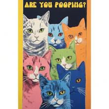 1 st Ben je aan het poepen Badkamerbord Grappige kattencitaten Poster Canvas Schilderij Cartoon Muurkunst Foto's Retro Toilet Huiskamer Decor Geen lijst