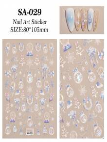 1pc New Christmas Fairy Tale Relief Shell Light Christmas Ball Snowman Christmas Tree Bowknot Nai Sừng Tấm Stickers Thích Hợp Cho Giáng Sinh Nail DIY Art Charm Thiết Kế - Nhiều màu - Xem 6