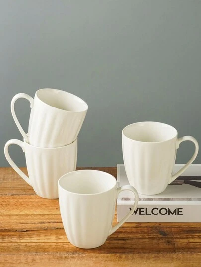 4pcs Ceramic Coffee Mugs, Tea Cups, Housewarming Wedding Gift, Creative Office Gift For Men & Women, High Quality Ceramic Cups With Unique Girl Design, Suitable For Latte, Hot Tea, Cappuccino, Mocha, Milk, Dishwasher & Microwave For Home And Office, Great For Mother's Day Or New Year Gift