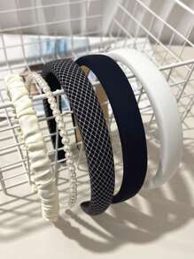 5pcs Elegant Plaid Fabric Sponge Headbands For Women, Suitable For Parties, Dancing, And Daily Wear; Perfect As Gifts For Friends,Hairband,Hair Hoop,Hair Accessories Head Accessories - Black and White - View 6